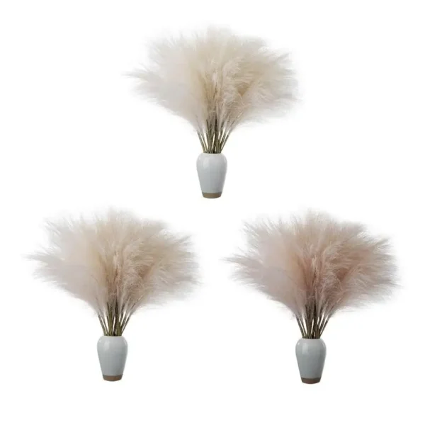 Faux Pampas Grass Beige Small Artificial Pompas Grass Decor For Vase Fake Fluffy Pampas Floral For Home Wedding Boho Decor